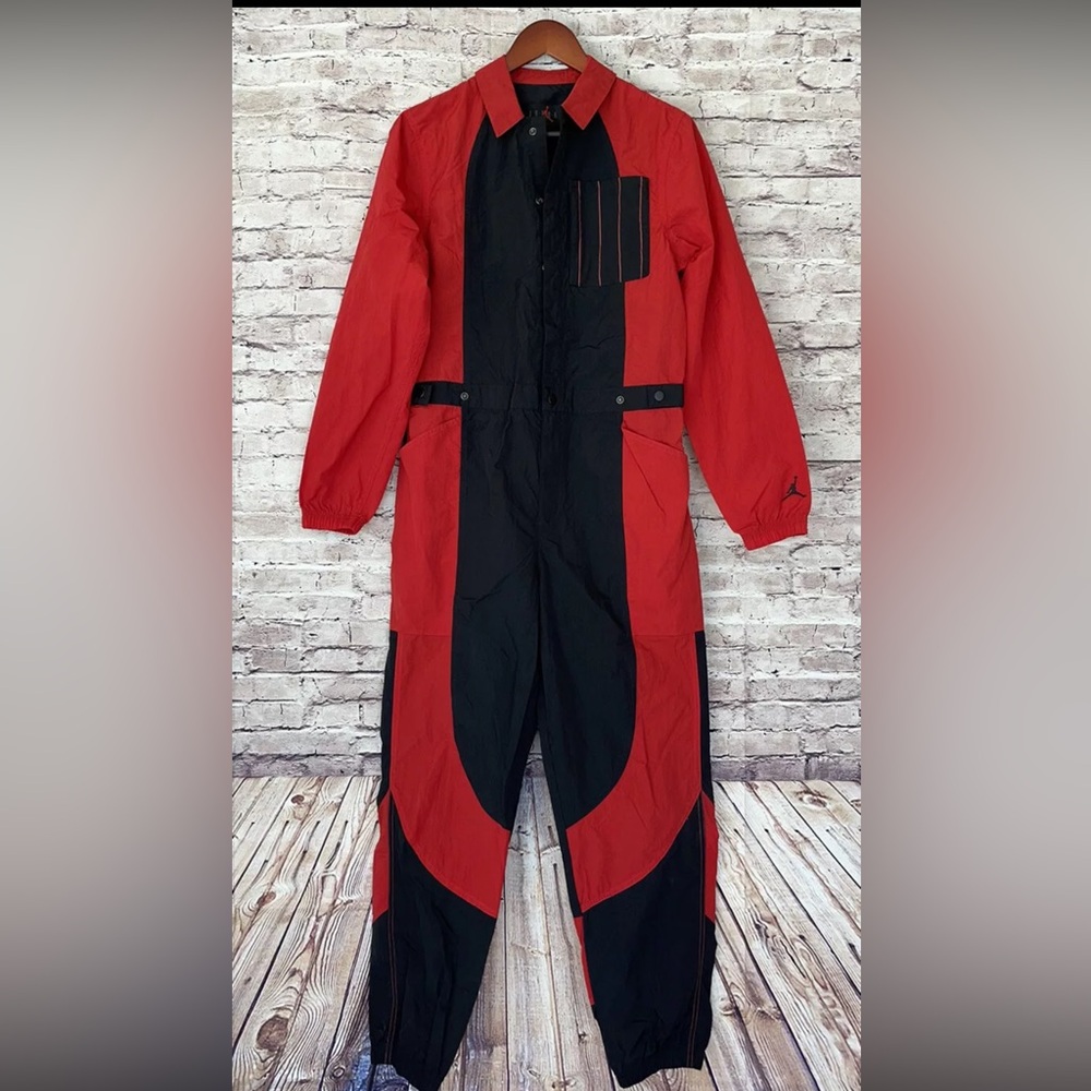 Jordan Red and Black Colorblock Jumpsuit